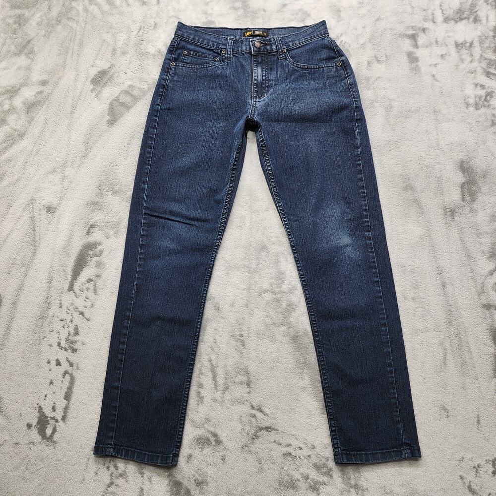 Lee Jeans Womens 16 Blue Mid Rise Slim Fit Tapered‎ Leg Stretch Denim Casual